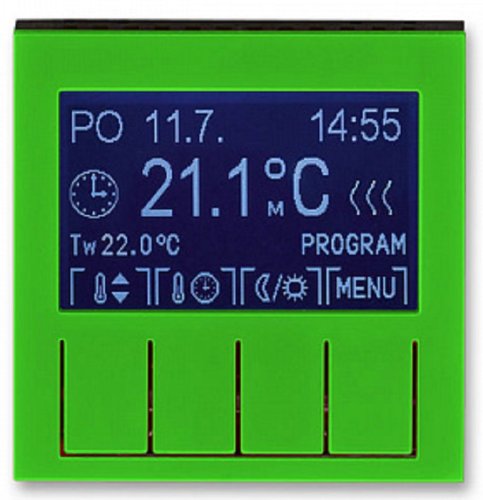 Терморегулятор электронный с датчиком без рамки ABB EPJ Levit 0С +45С зелёный/дымчатый чёрный фото Терморегулятор электронный с датчиком без рамки ABB EPJ Levit 0С +45С зелёный/дымчатый чёрный картинка